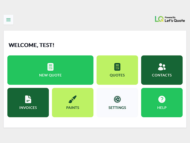 Let's Quote Dashboard Paint Quoting Software